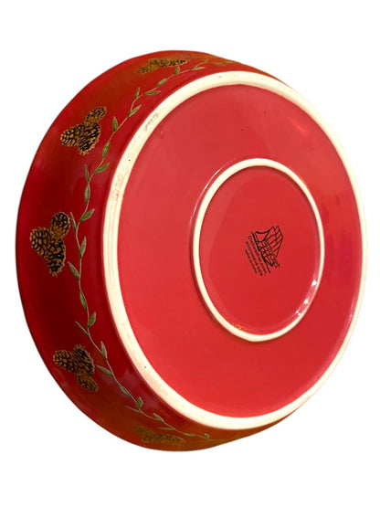 10" Nantucket Home Wreath Pie Plate Red Baking Dish Christmas