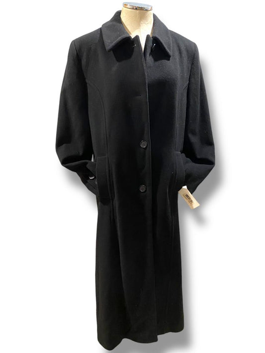 Size 14 Larry Levine Womens New Lambswool Cashmere Dress Coat Black Vintage
