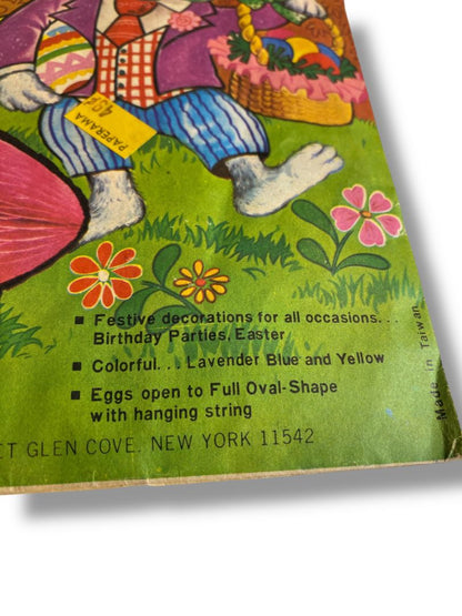 Vintage Party Eggs 6" 3 Large Honeycomb Hanging Lavender Blue Yellow New Old Stock