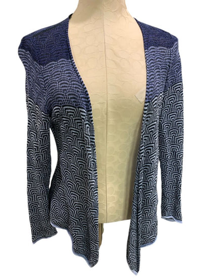 Small Nic+Zoe Womens Summer Knit Blue Open Cardigan Linen Blend