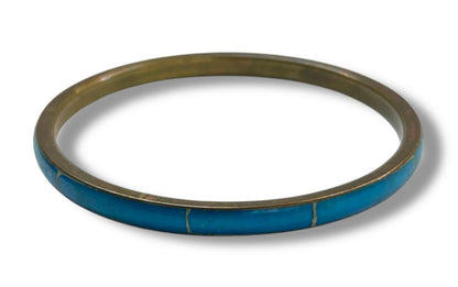 Copper Color Faux Turquoise Bangle Bracelet 2.5" Inside Diameter (3/8"w)