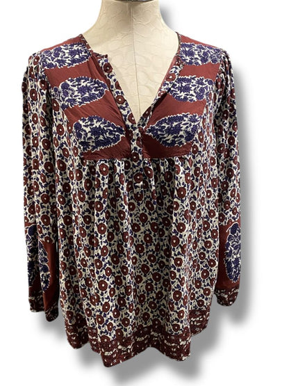 Size Large Lucky Brand Womens Pullover Boho Blouse Soft Rayon