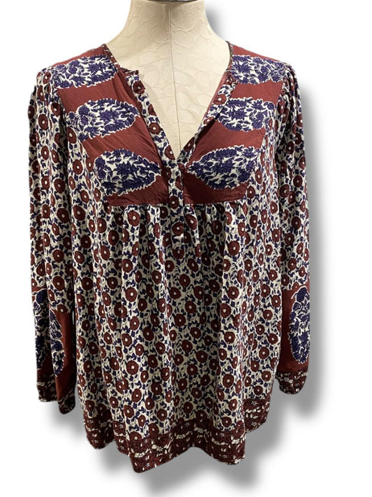 Size Large Lucky Brand Womens Pullover Boho Blouse Soft Rayon