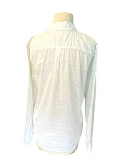 Size 10 TALBOTS Oprah Collection White Swiss Dot Pintucked Button Front Shirt