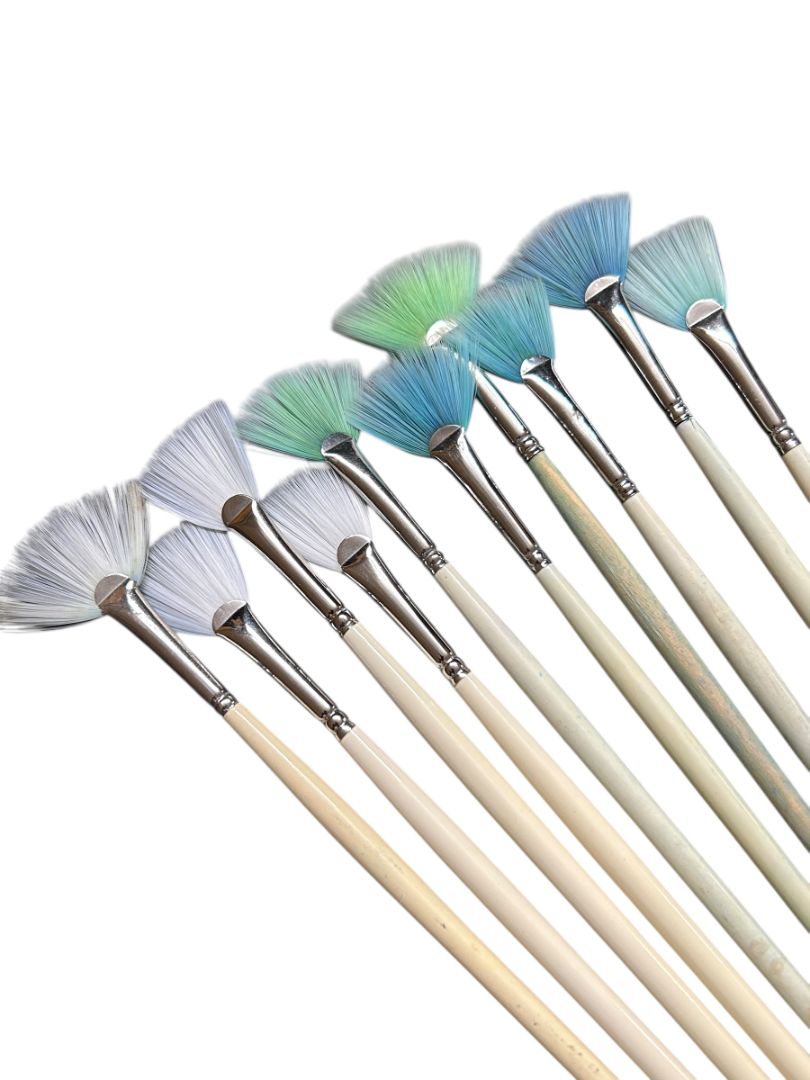 Lot of 12 Vintage Hair Hilighting Tools 10 Sunglitz Fan Brushes 2 Hooks