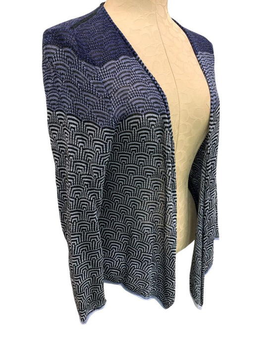 Small Nic+Zoe Womens Summer Knit Blue Open Cardigan Linen Blend