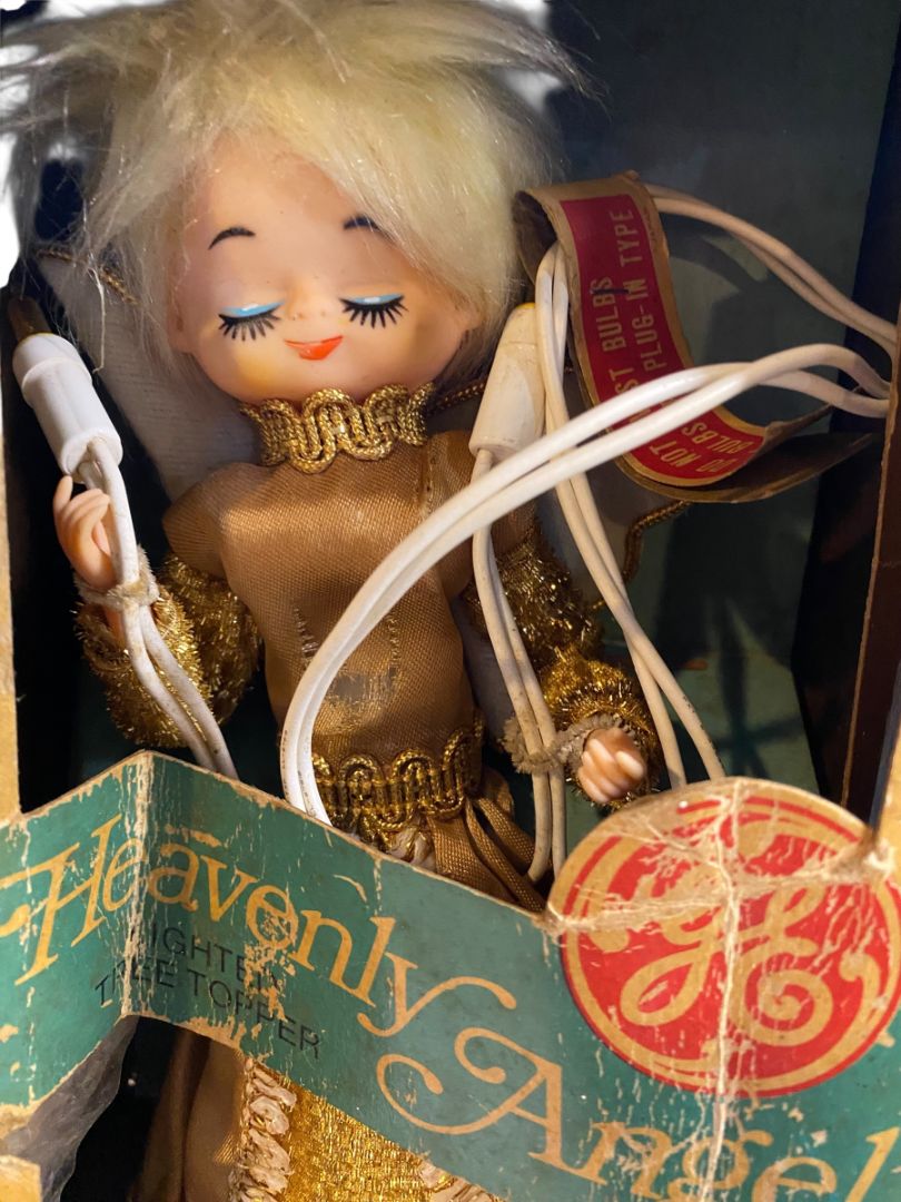 1960s Christmas GE Heavenly Angel Lighted Tree Topper Working Rough