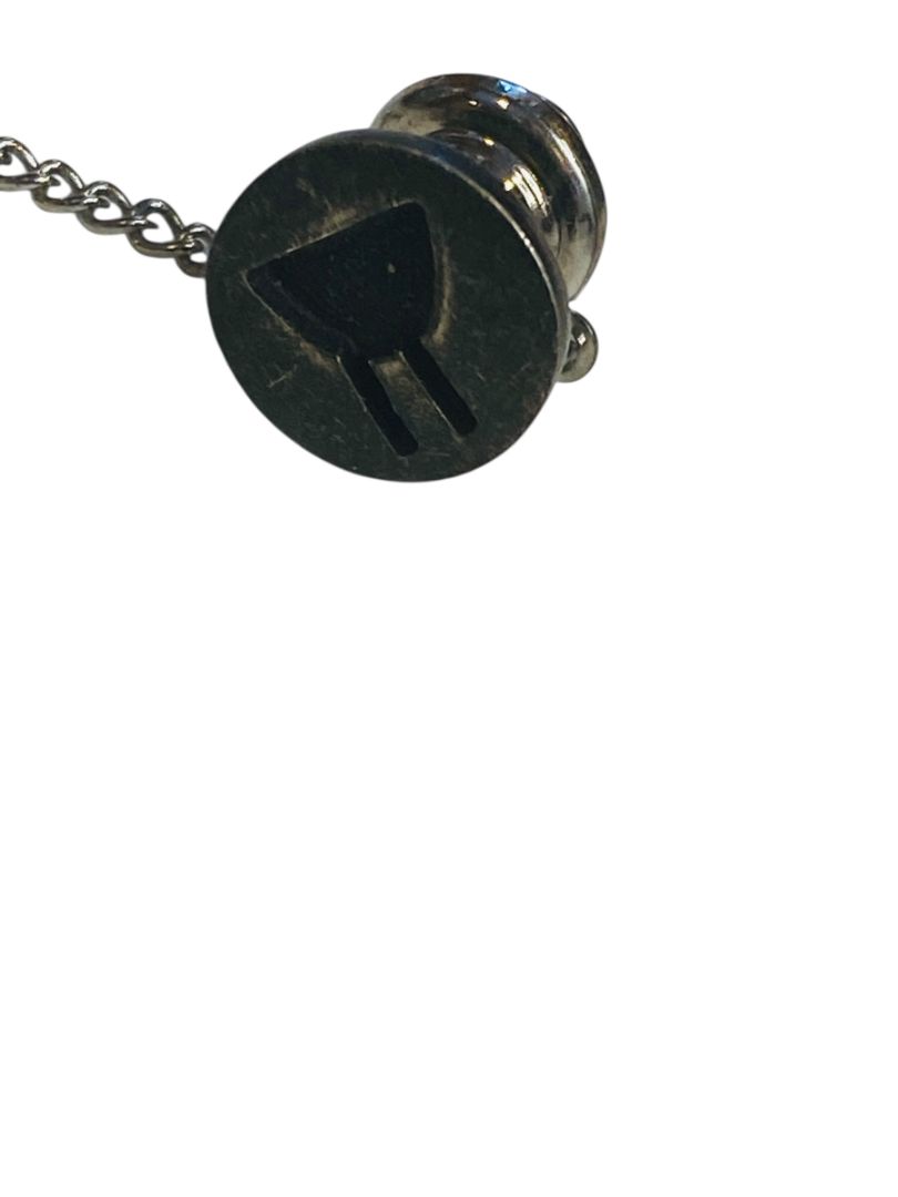 Vintage Silvertone Tie Tack Pin with Bar Primitive Symbol