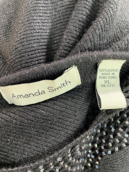 Size XL Amanda Smith Black Beaded Neckline Soft Womens Sweater