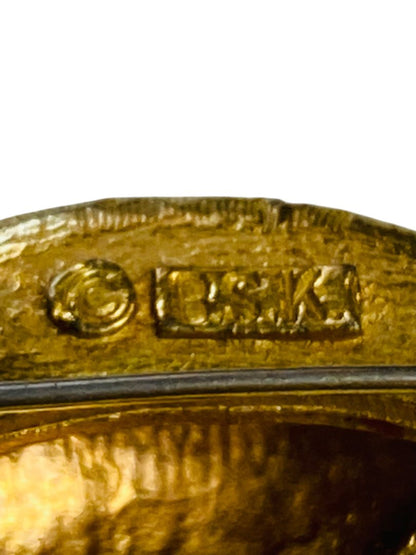 Vintage Signed BSK Brooch Pin Goldtone Fox Face 2.5" Figural