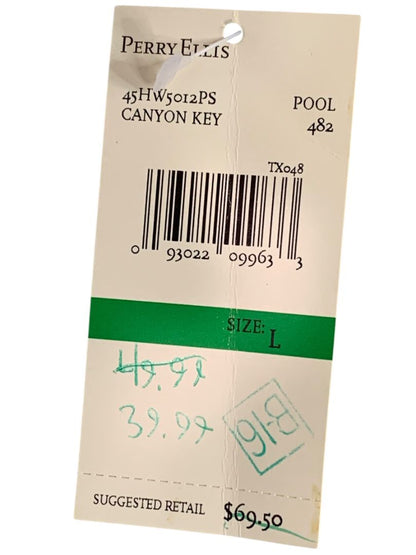 Large Perry Ellis New Mens Button Up Dress Shirt Light Blue Stripe