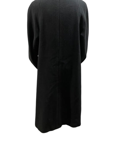 Size 12 A Trigere Coat Womens Black Blue Contrast Wool Classic 1980s
