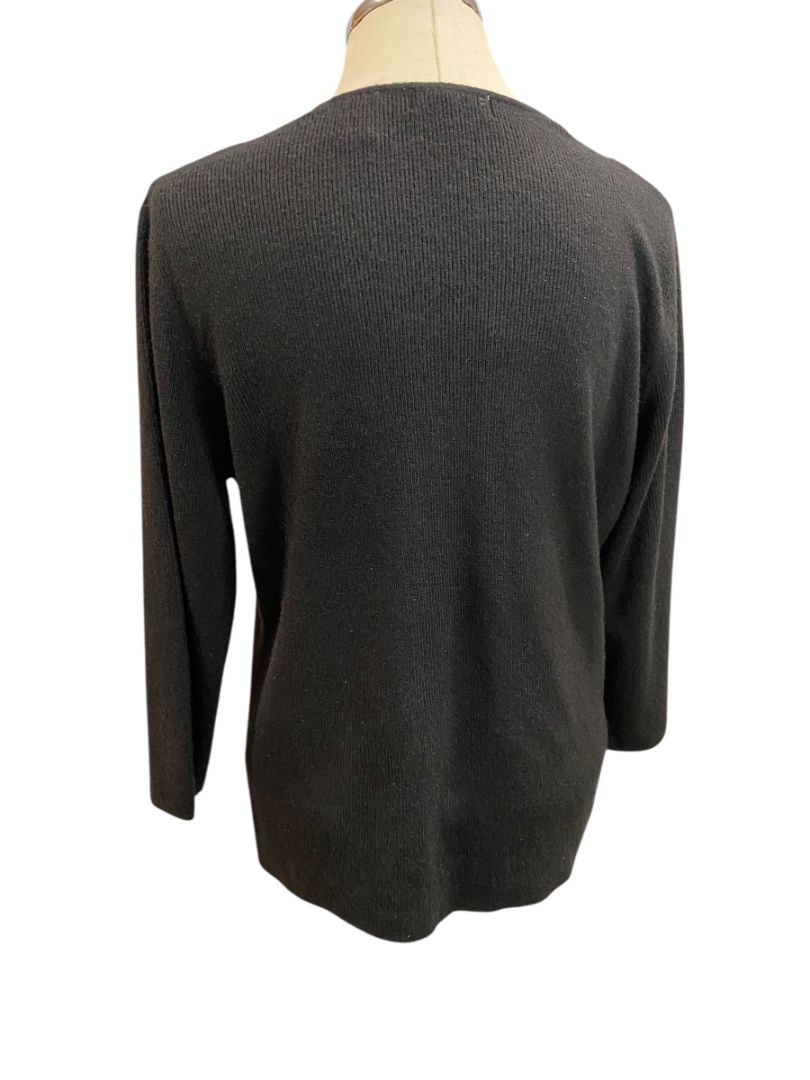 Size XL Amanda Smith Black Beaded Neckline Soft Womens Sweater