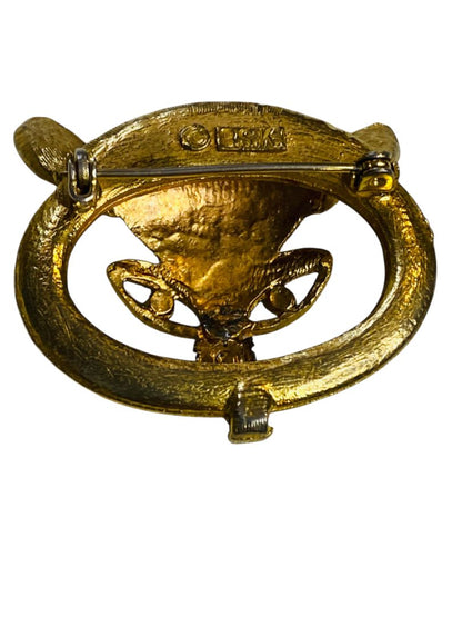 Vintage Signed BSK Brooch Pin Goldtone Fox Face 2.5" Figural