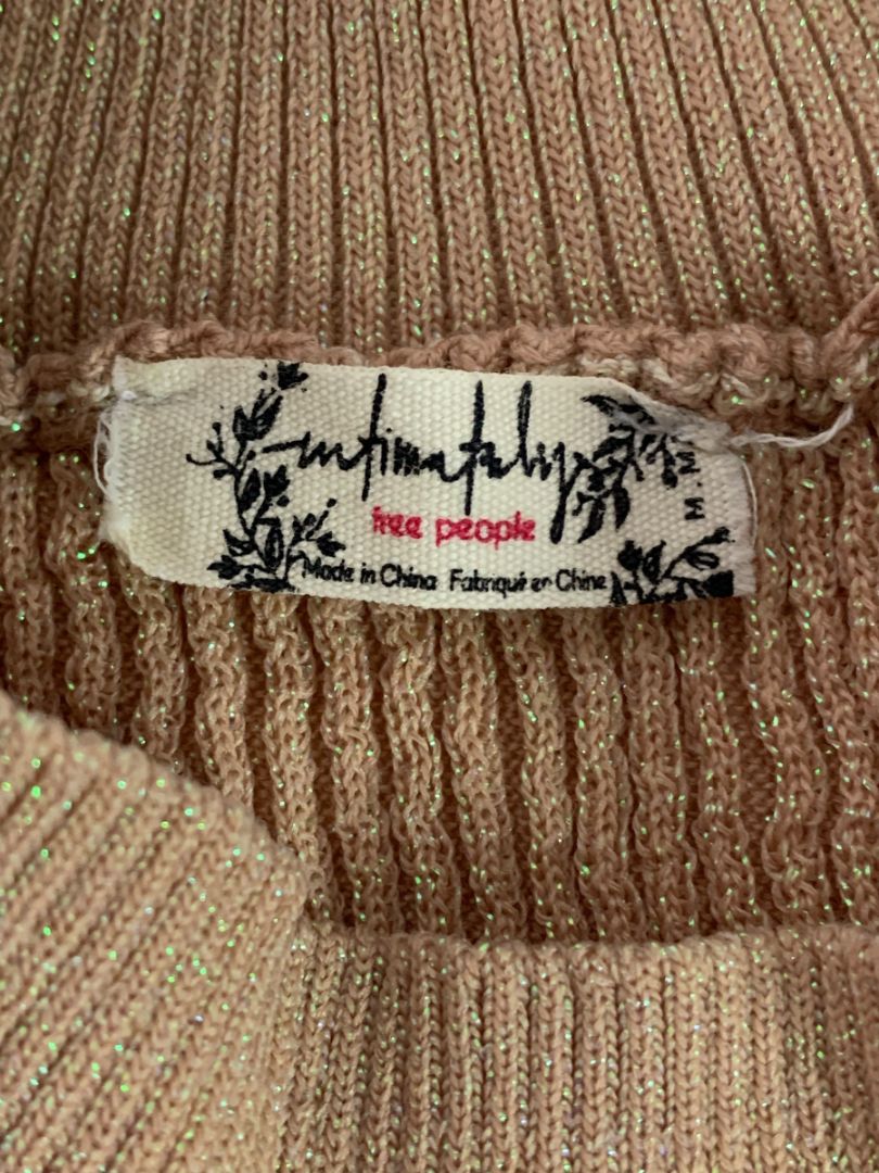 Medium Intimately Free People Bodysuit Womens Sweater Metallic Mockneck