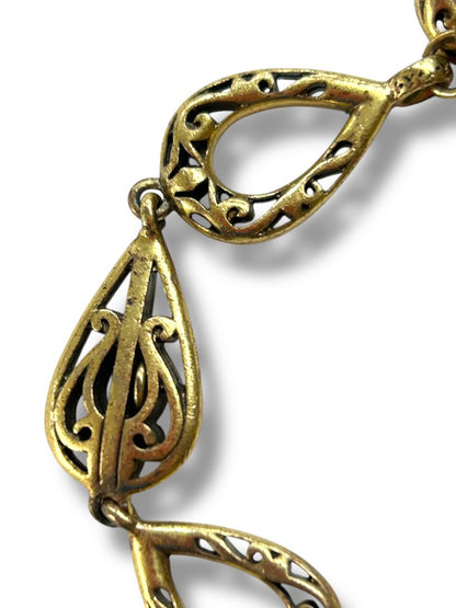 Goldtone Satin Finish Bracelet Toggle Clasp 7.5" Filigree Links