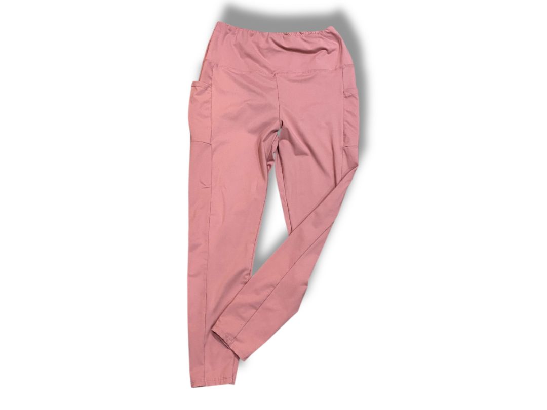 Size Large Womens Pink High Rise Legging Pockets Super Soft
