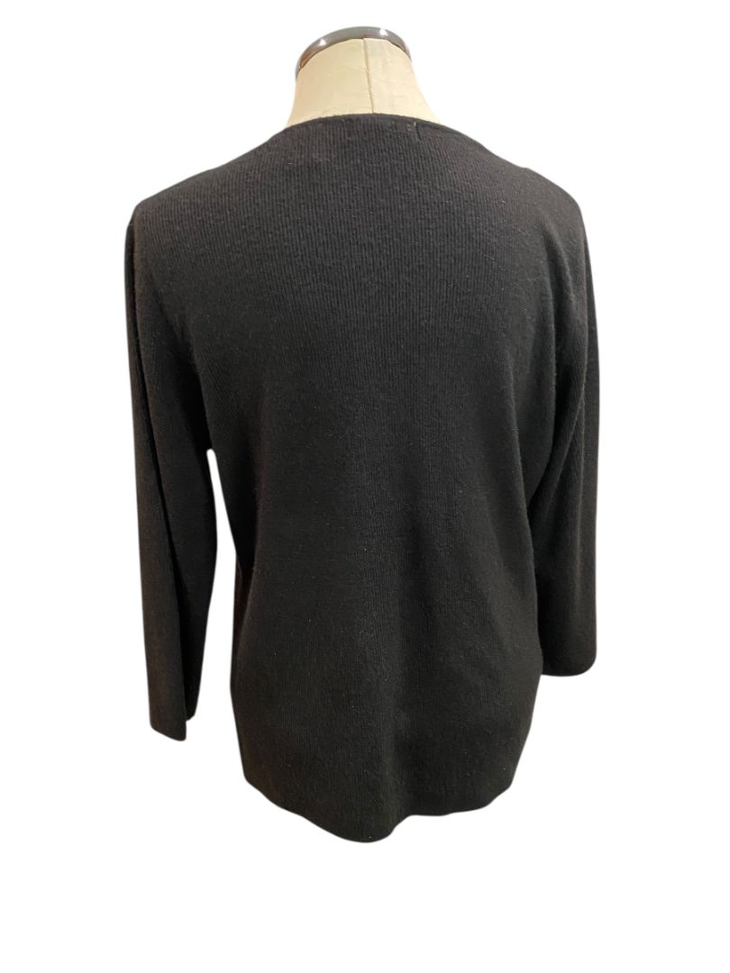 Size XL Amanda Smith Black Beaded Neckline Soft Womens Sweater