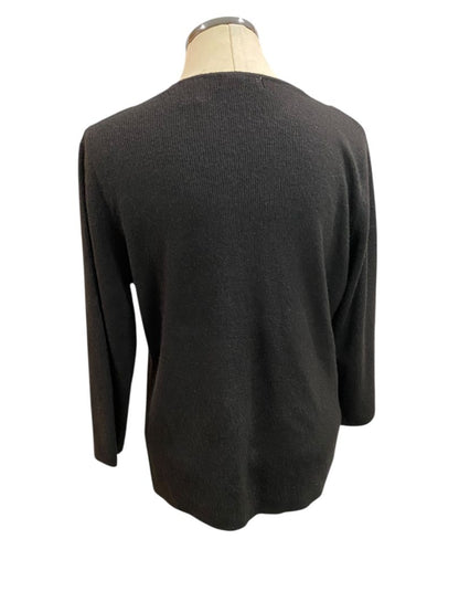 Size XL Amanda Smith Black Beaded Neckline Soft Womens Sweater