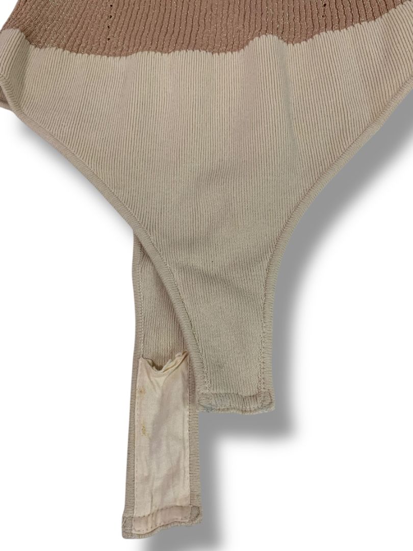 Medium Intimately Free People Bodysuit Womens Sweater Metallic Mockneck