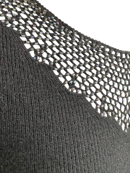 Size XL Amanda Smith Black Beaded Neckline Soft Womens Sweater