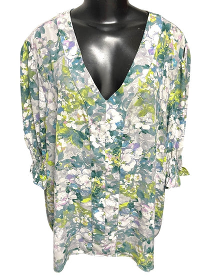 3X Jones & Company Floral Pullover Blouse