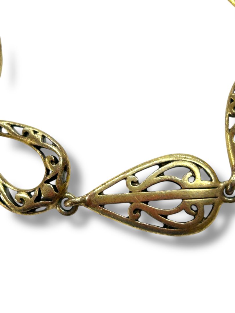 Goldtone Satin Finish Bracelet Toggle Clasp 7.5" Filigree Links