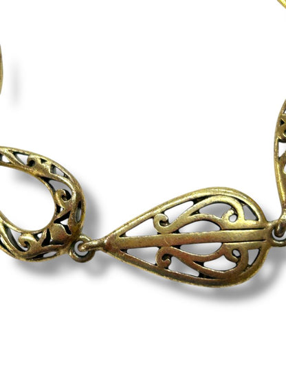 Goldtone Satin Finish Bracelet Toggle Clasp 7.5" Filigree Links