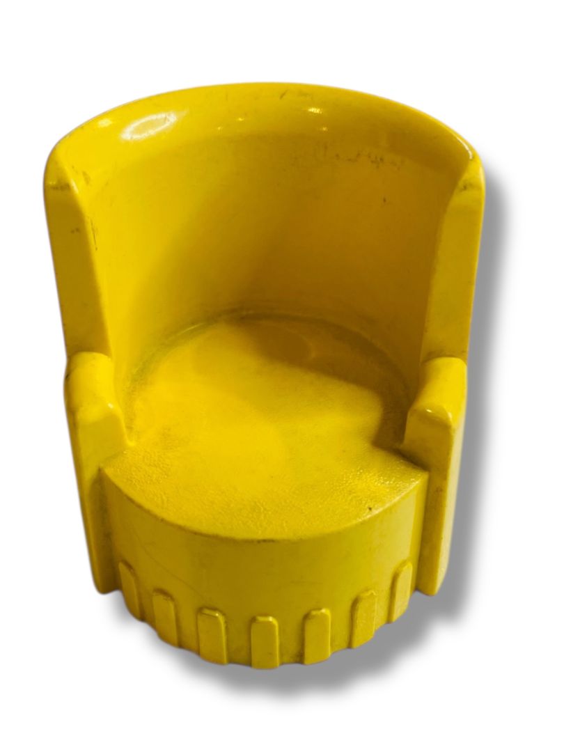 Vintage Yellow Plastic Miniature Dollhouse Barrel Chair 2.25"