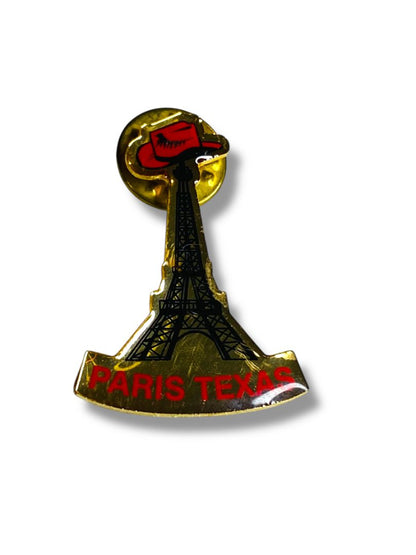Vintage Paris Texas Lapel Pin Goldtone 1.25"