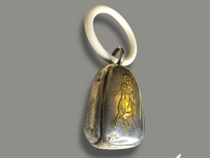 1930s WMF Silverplate Decorative Bell Rattle 2.5" Girl Greyhound Double Sided