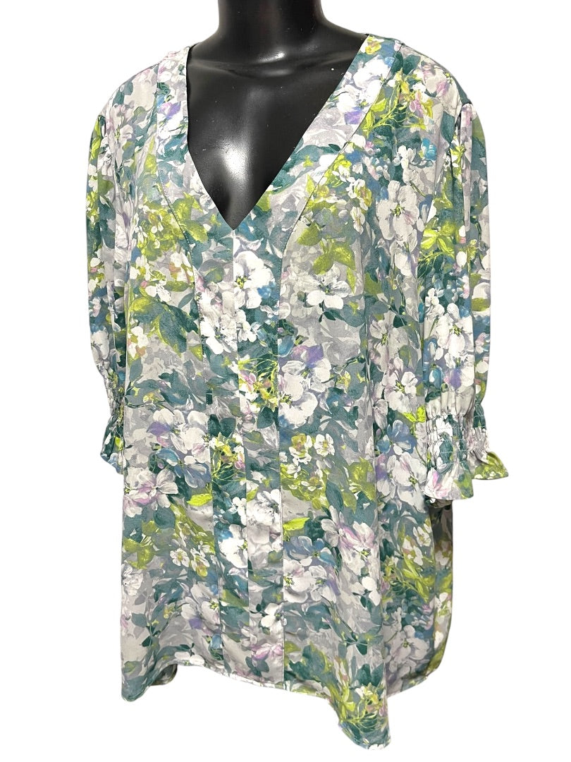 3X Jones & Company Floral Pullover Blouse