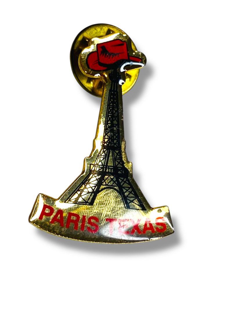 Vintage Paris Texas Lapel Pin Goldtone 1.25"
