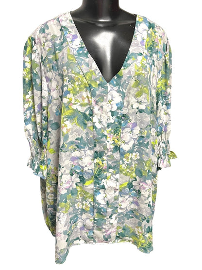 3X Jones & Company Floral Pullover Blouse
