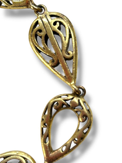 Goldtone Satin Finish Bracelet Toggle Clasp 7.5" Filigree Links