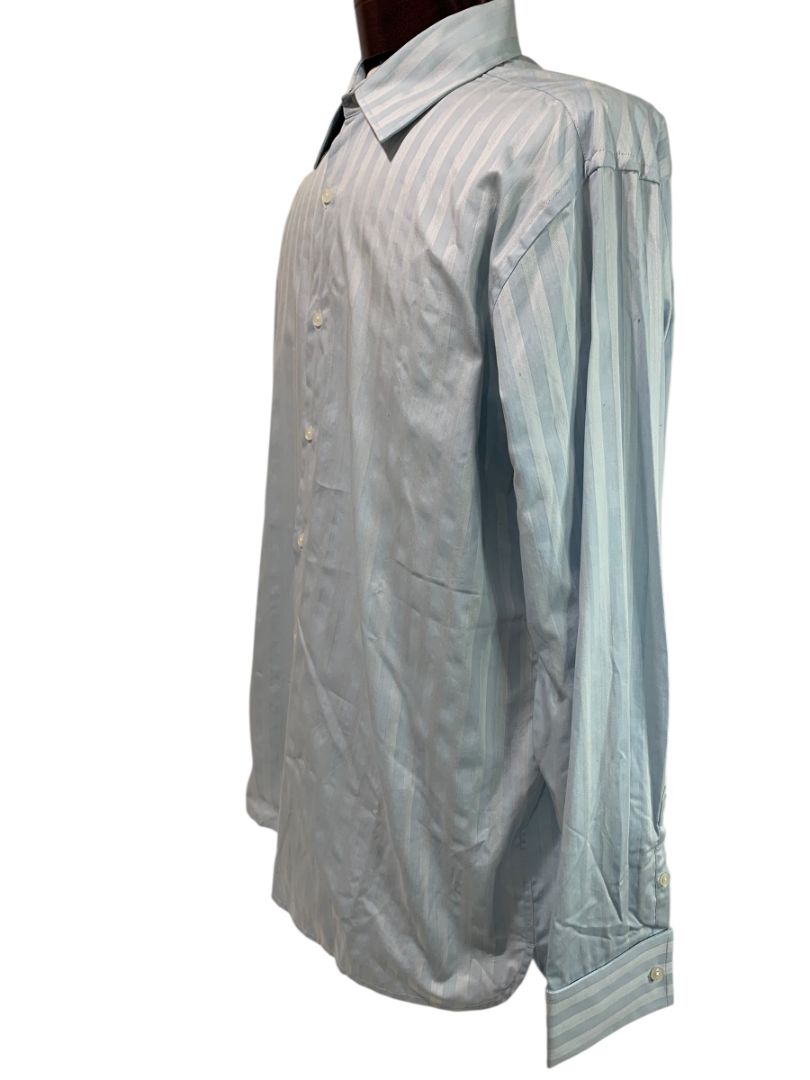 Large Perry Ellis New Mens Button Up Dress Shirt Light Blue Stripe
