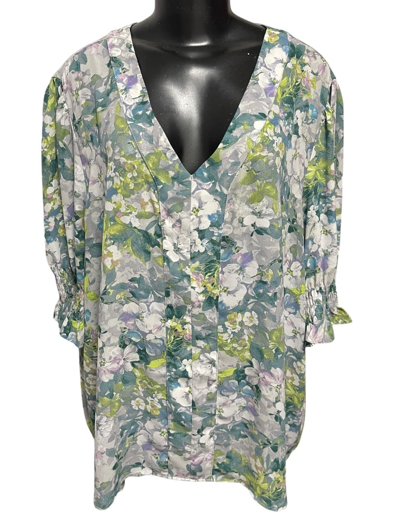 3X Jones & Company Floral Pullover Blouse