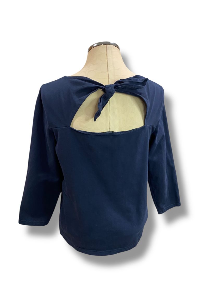 Size Medium J Crew Navy Blue Womens Shirt AJ629 Tie Back