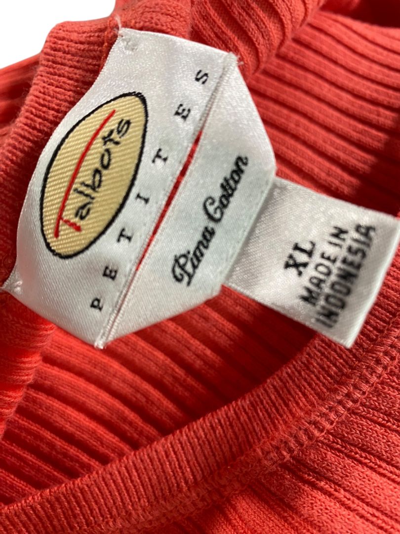 Size XLP Talbots Petites Pima Cotton Coral Womens Sweater Ribbed