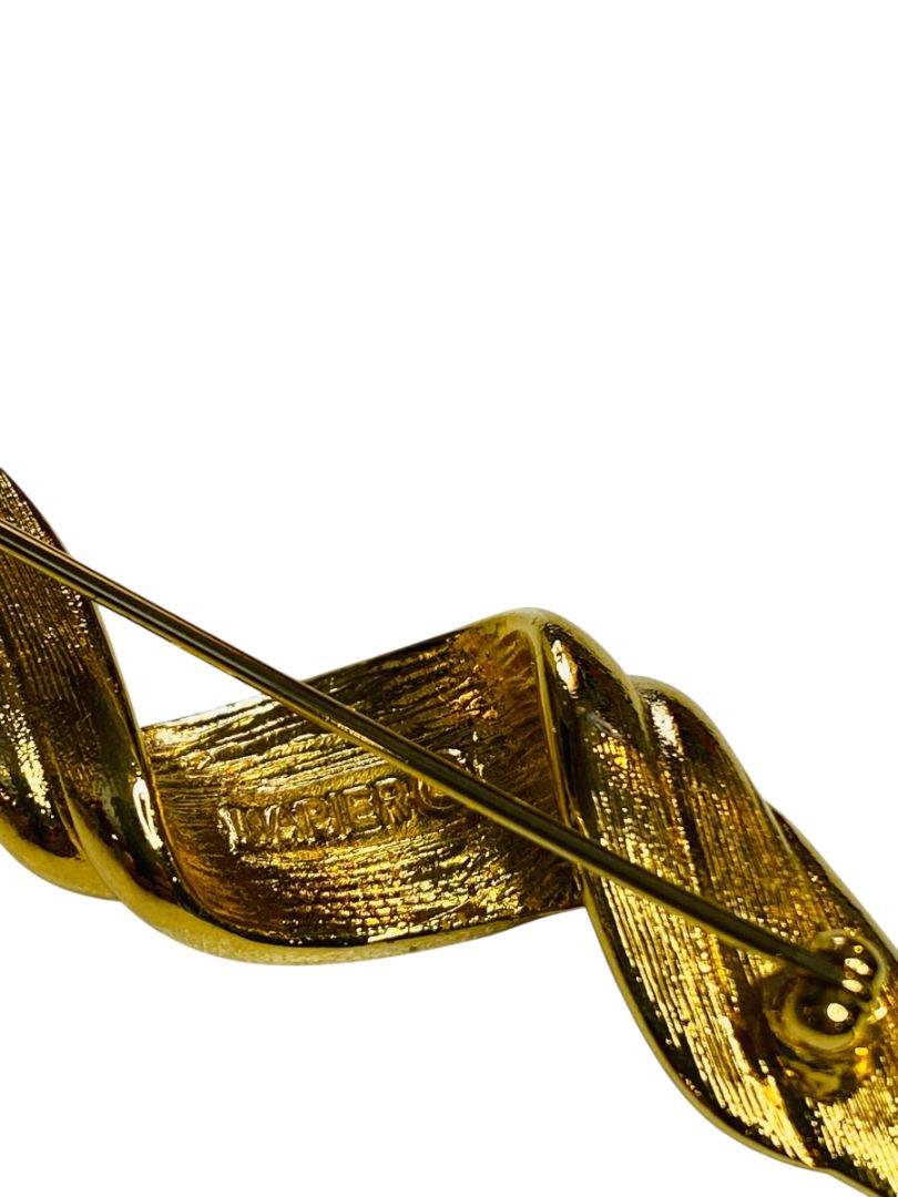 Vintage Signed Napier Swirl Twist Goldtone Brooch 2.75"