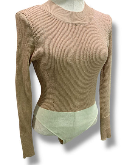 Medium Intimately Free People Bodysuit Womens Sweater Metallic Mockneck