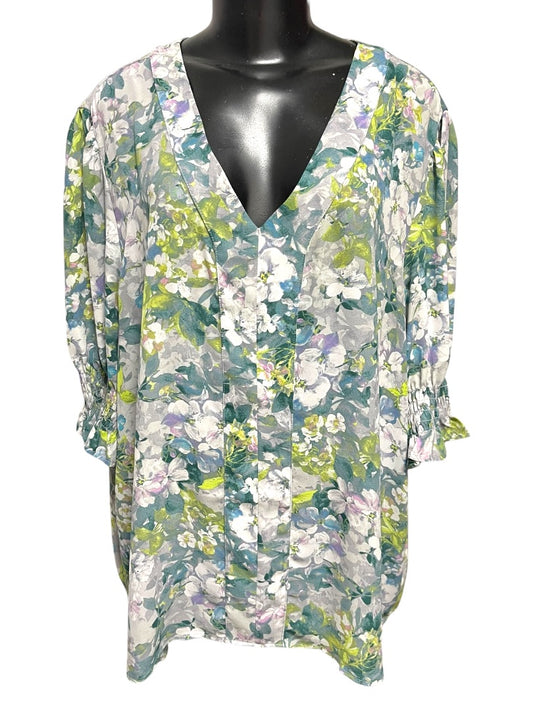 3X Jones & Company Floral Pullover Blouse