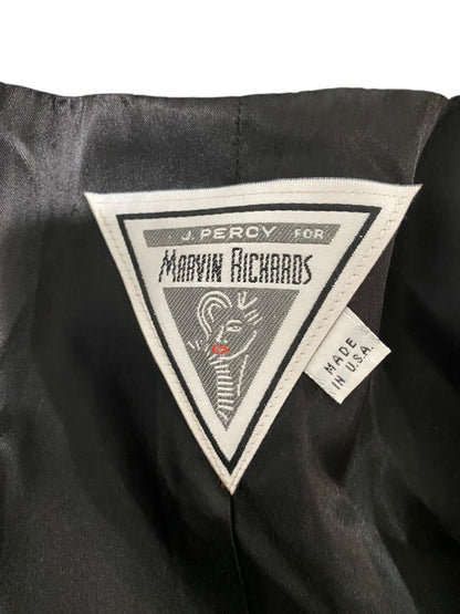 Size 14 Marvin Richards Womens Black Coat Double Breasted USA 1980s