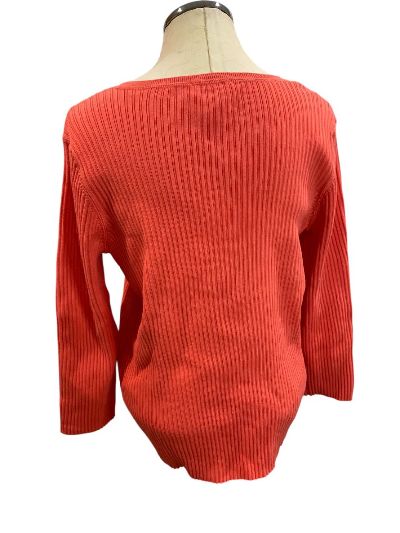 Size XLP Talbots Petites Pima Cotton Coral Womens Sweater Ribbed