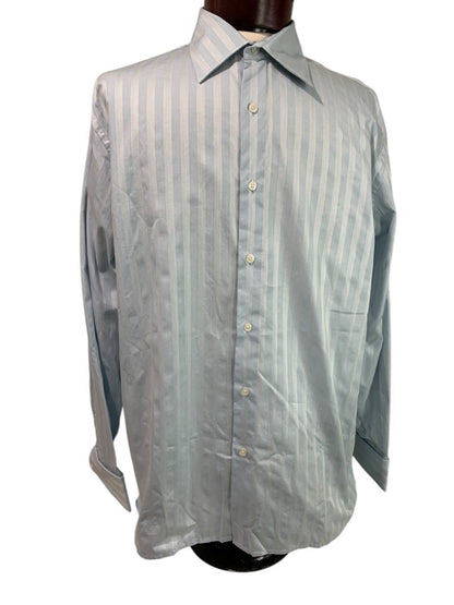 Large Perry Ellis New Mens Button Up Dress Shirt Light Blue Stripe