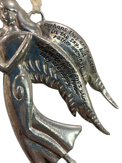 Silvertone Ornament Angel Metal 4.5" "Stars . . .Where are Loved Ones"