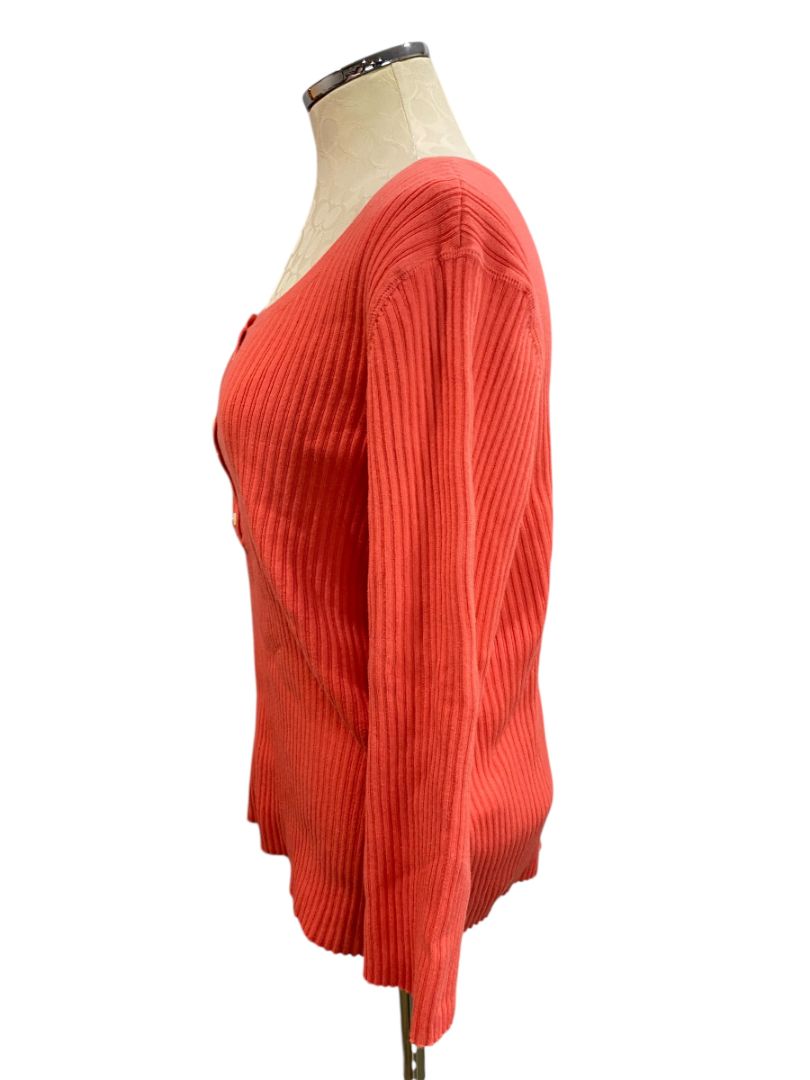 Size XLP Talbots Petites Pima Cotton Coral Womens Sweater Ribbed
