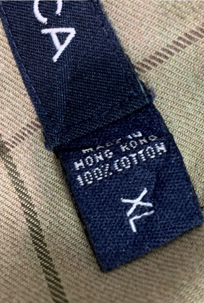 Size XL Nautica Mens Button Down Brown Dress Shirt Heavy Cotton