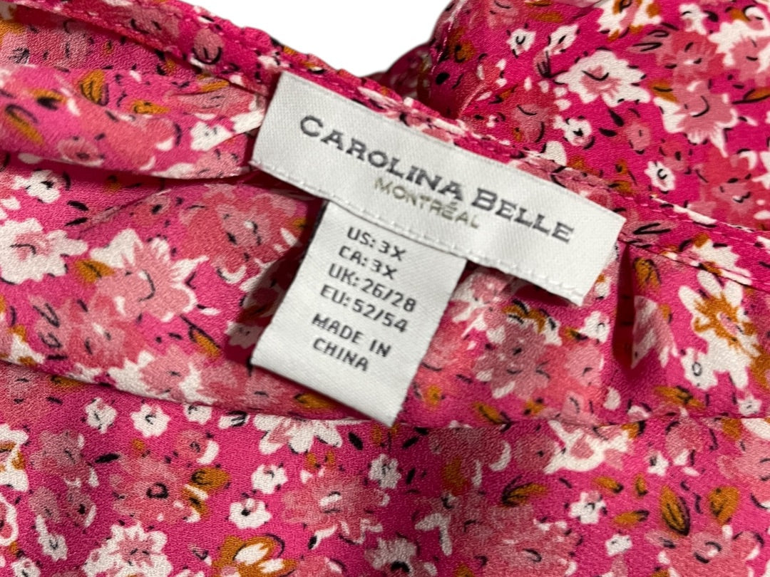 Size 3X Carolina Belle Montreal Cap Sleeve Floral Shirt Pink Womens