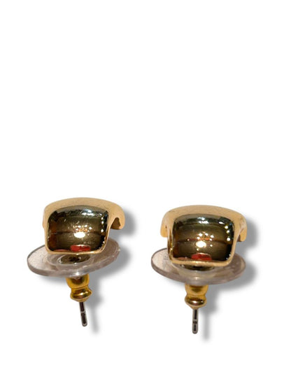 Goldtone Post Pierced Earrings Half Circle .5"